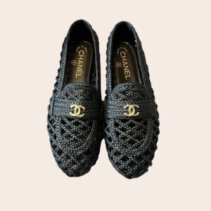Лоферы Chanel из плетеной кожи черные