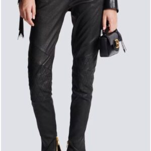 Брюки кожаные Balmain